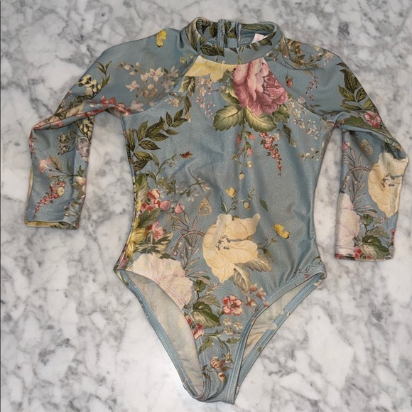 Zimmermann Other - Zimmermann Floral Long Sleeve Rashguard Swim One Piece 2Y
